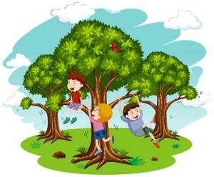 Children Playing in Nature illustration